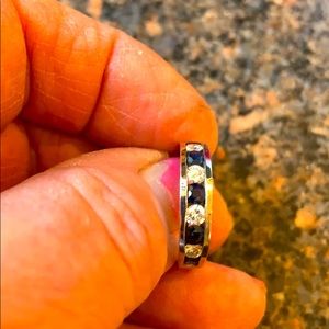 14CT white Gold Diamond and Sapphire Ring